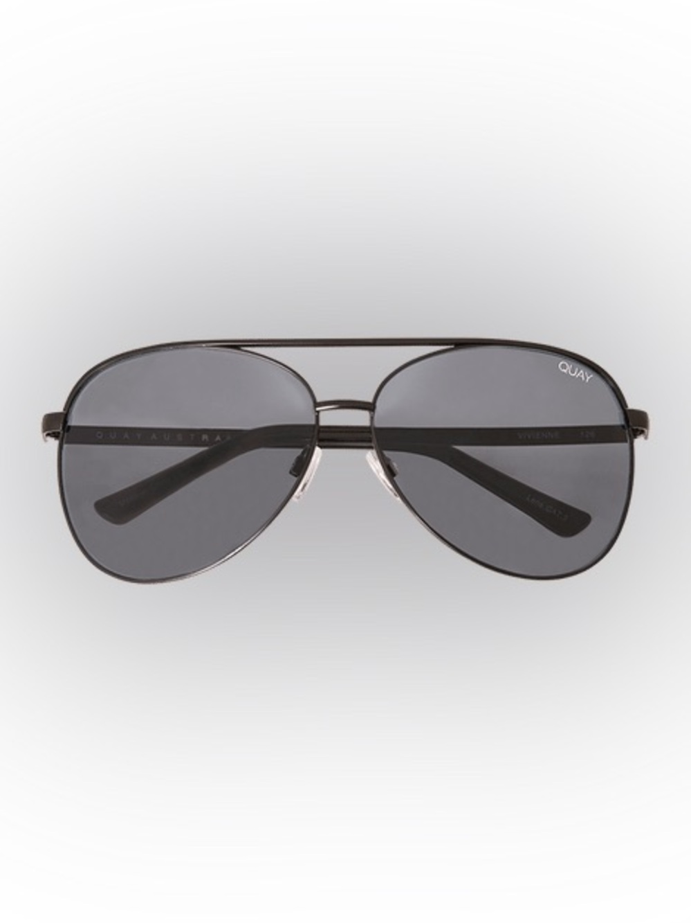 Quay Australia Gunmetal Frame Black Lens Oversized Aviator Sunglasses